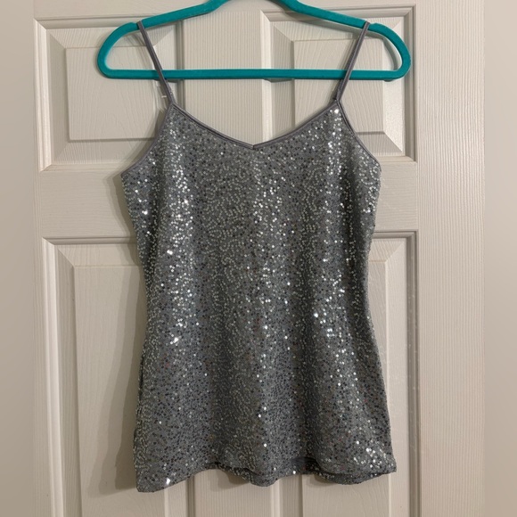 Express Tops - Express Silver Sequin Camisole